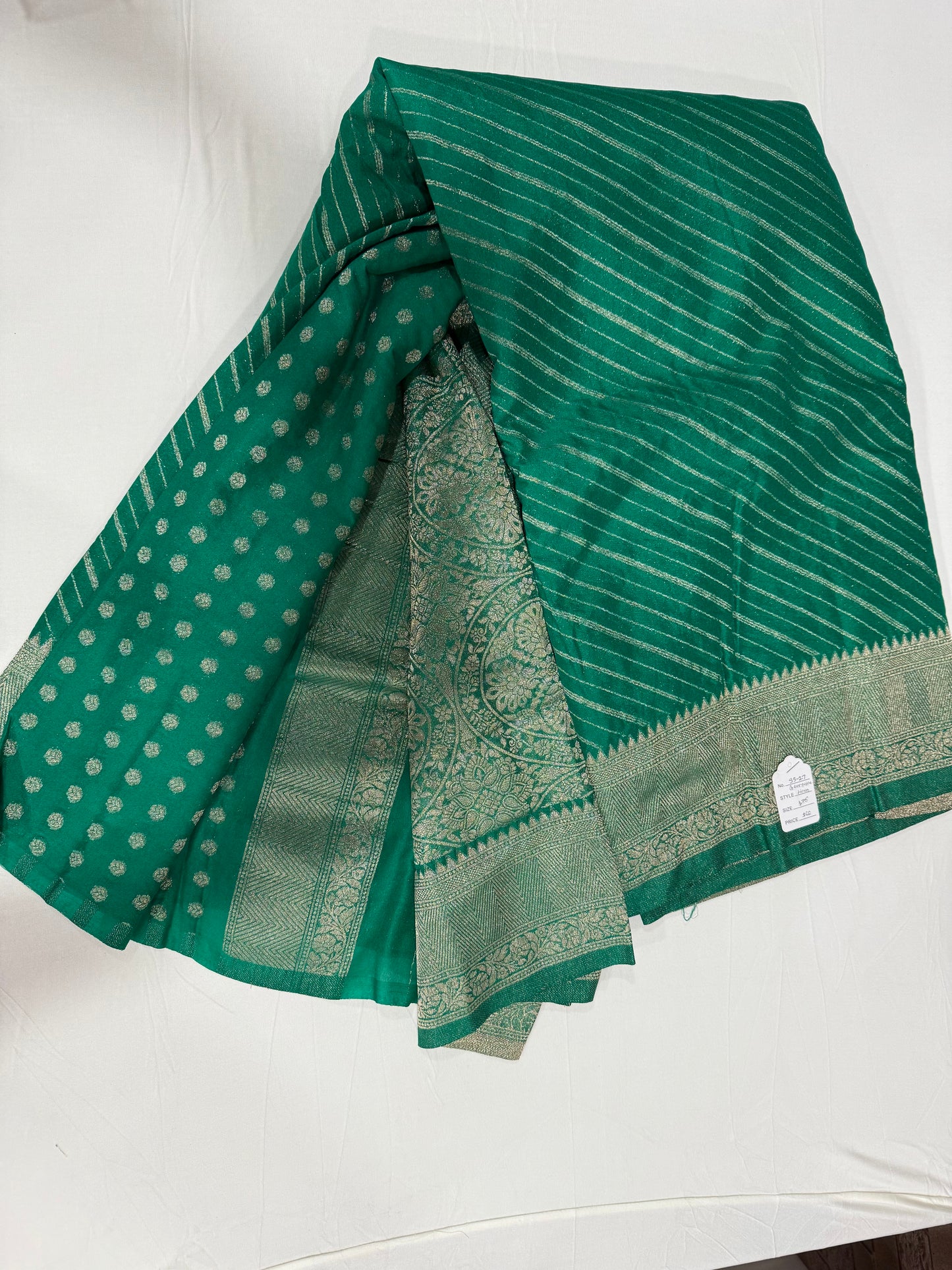 Georgette linen saree in green