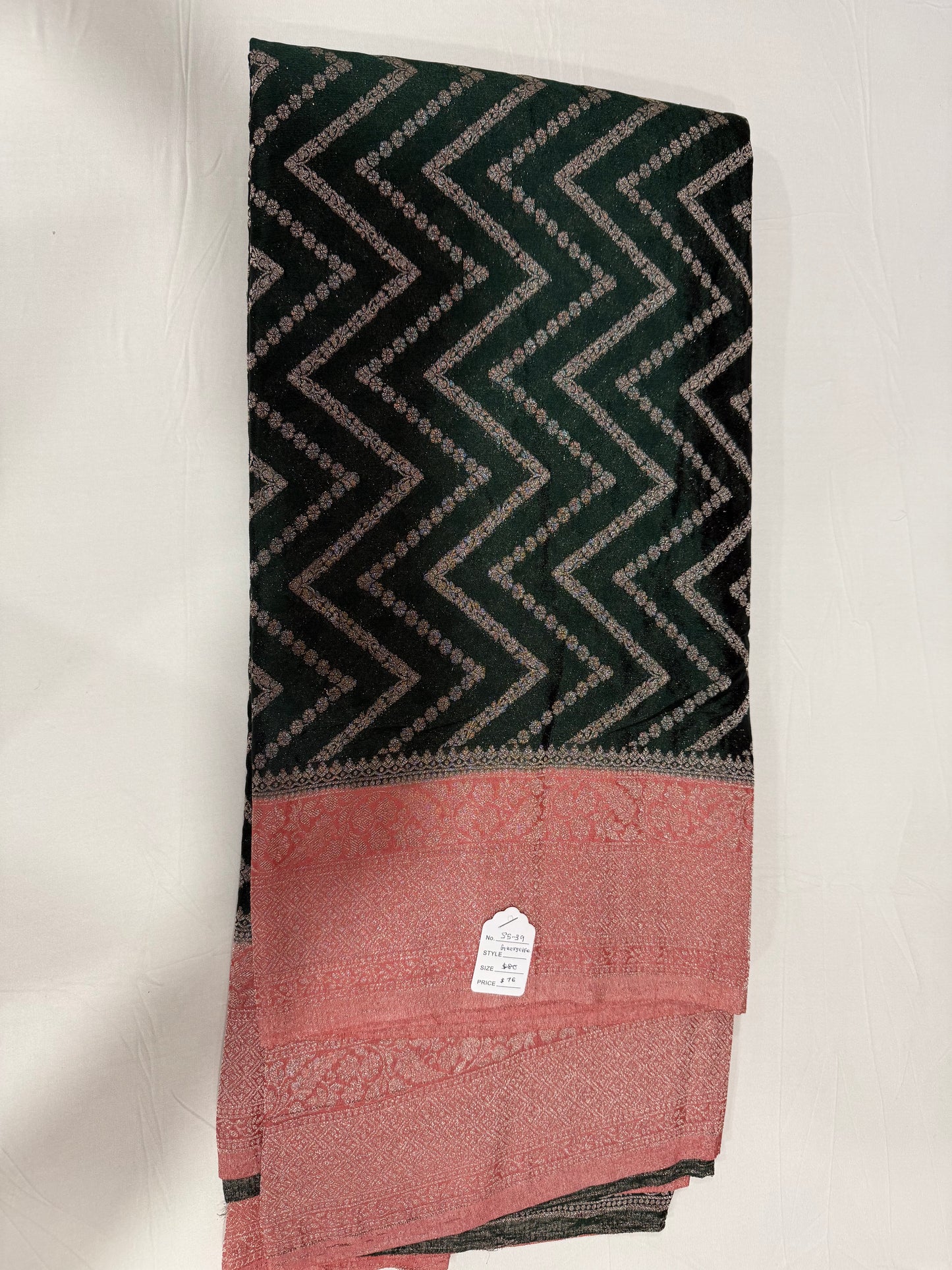 Pure georgette silk saree in green and pink