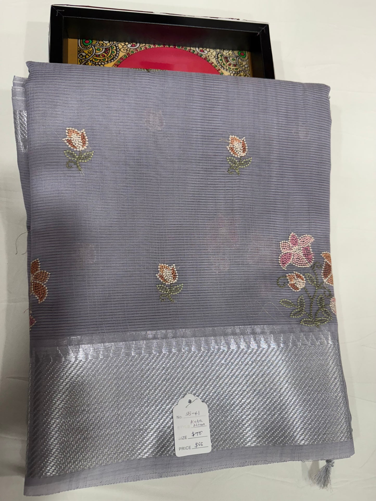 Kota linen saree in grey