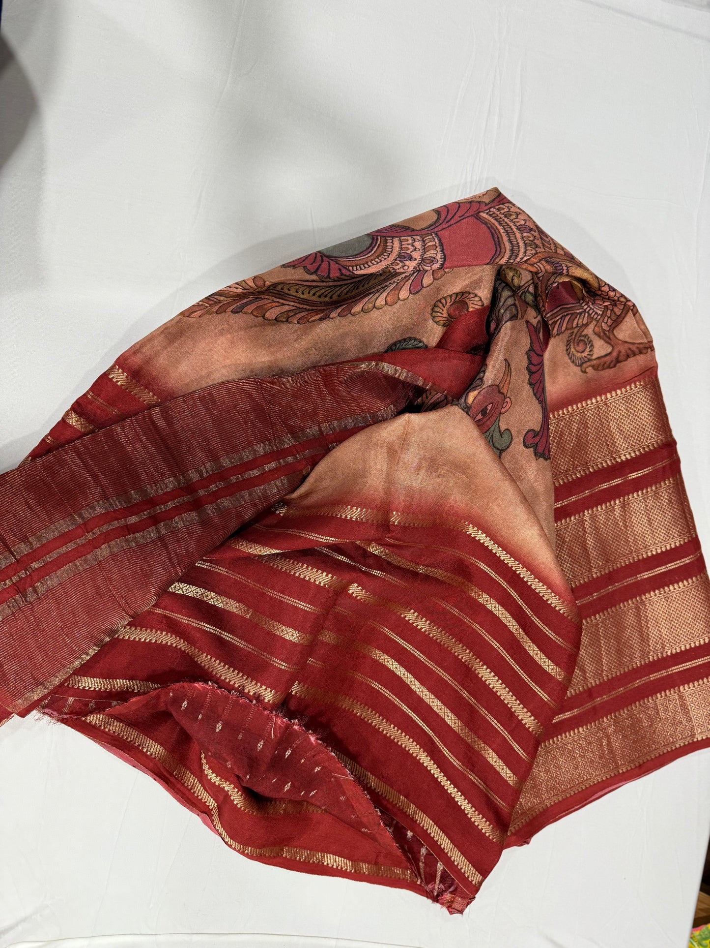 HO silk kalamkari saree in maroon