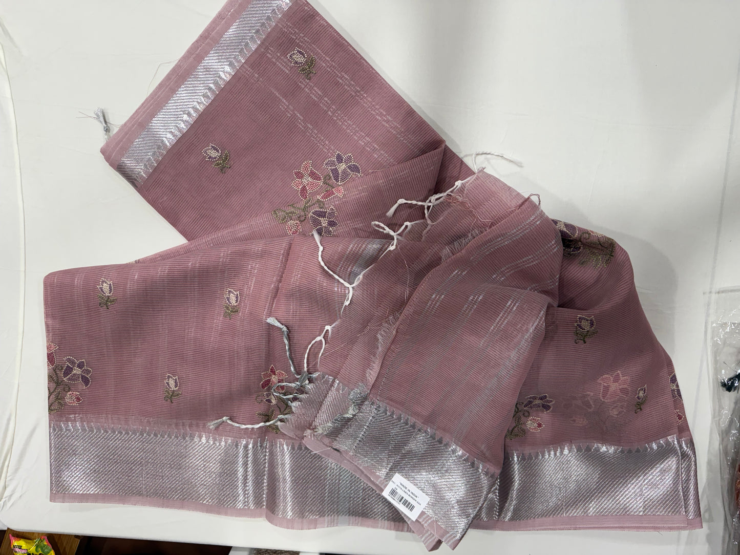 Kota linen saree in pastel pink