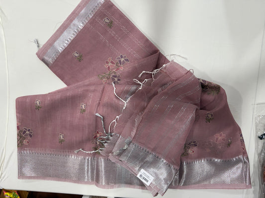 Kota linen saree in pastel pink