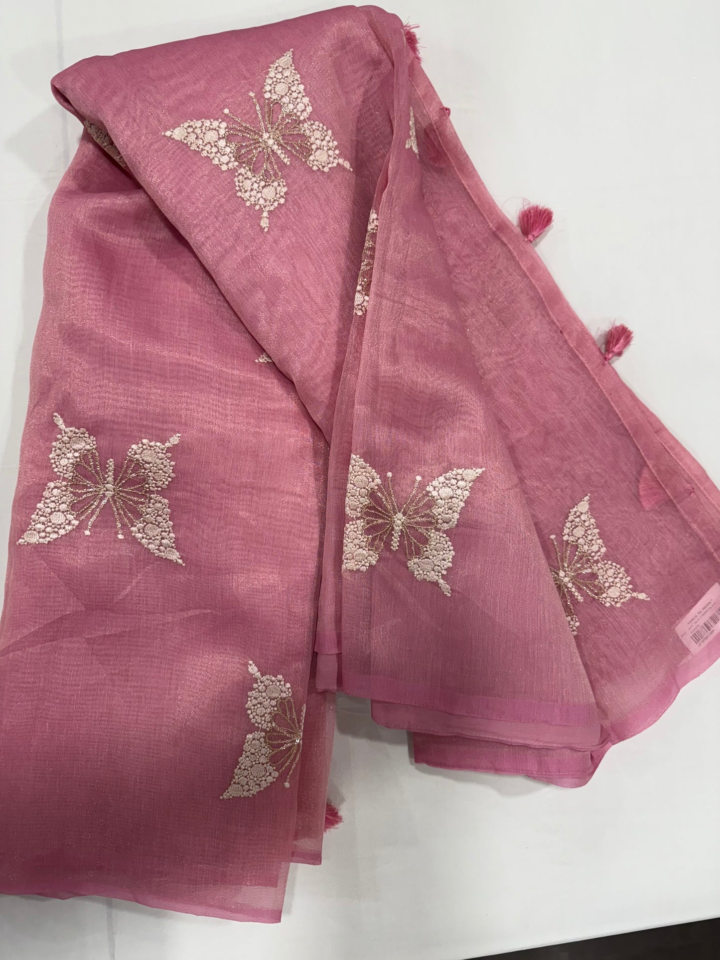Space silk saree in pink with Readymade blouse