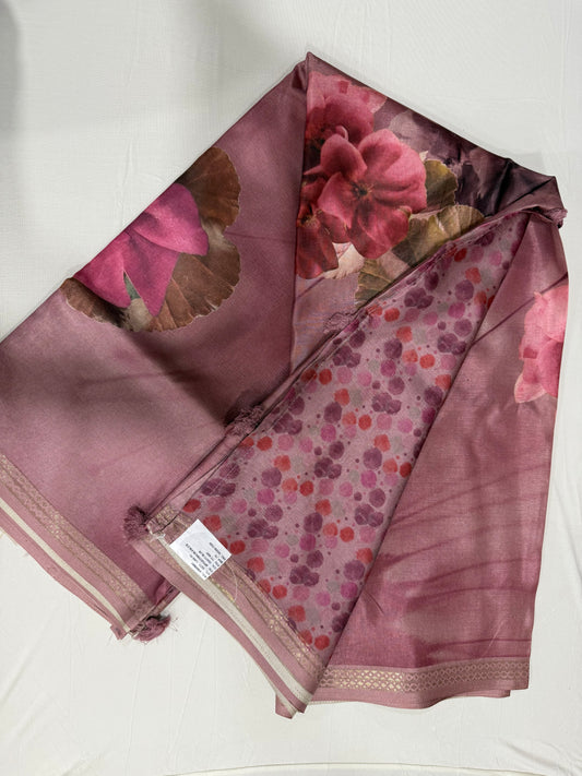 Fancy chanderi silk saree in pink