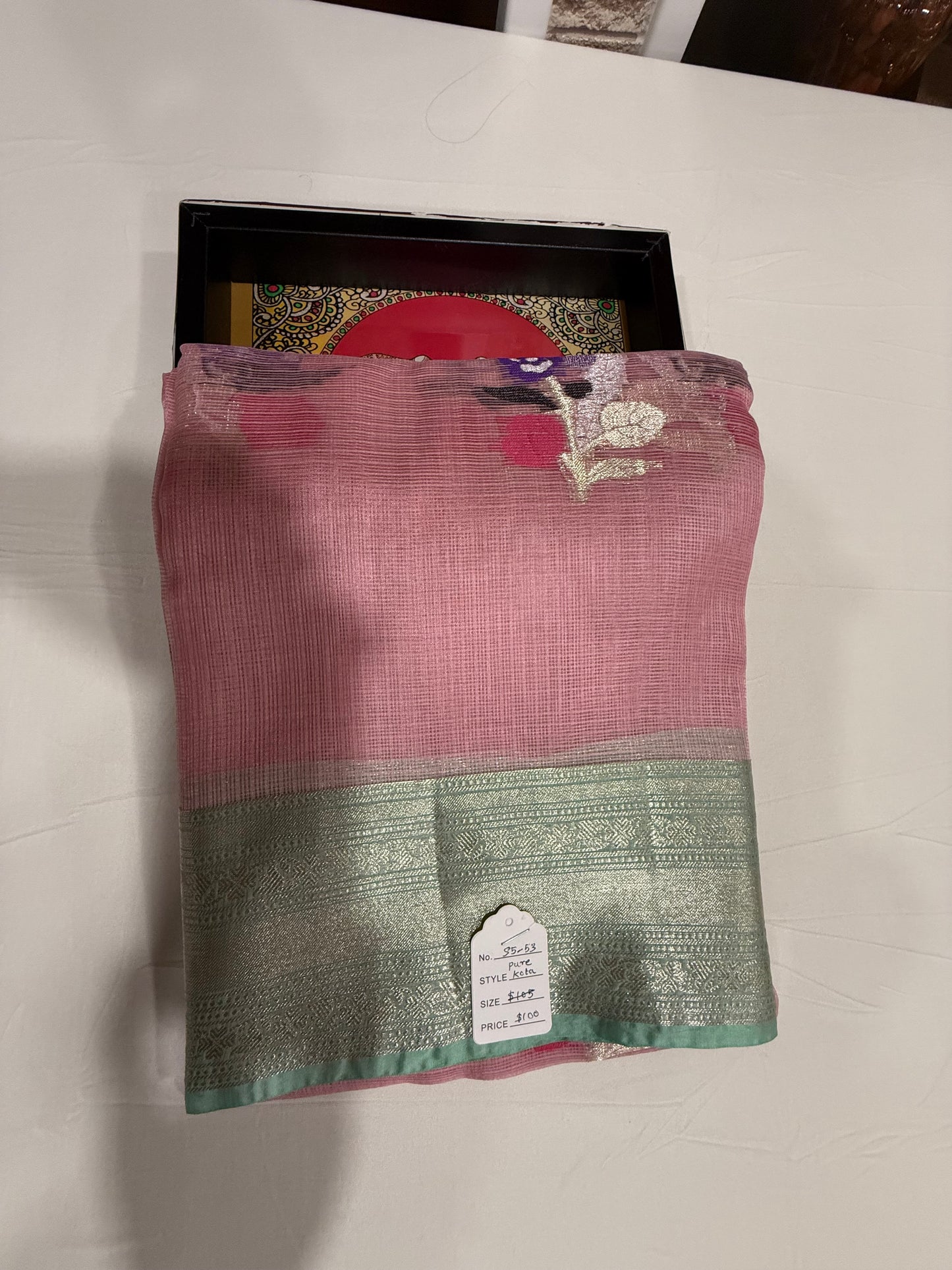 Kota silk saree in pastel pink