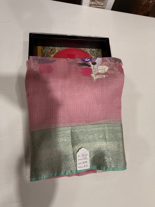 Kota silk saree in pastel pink