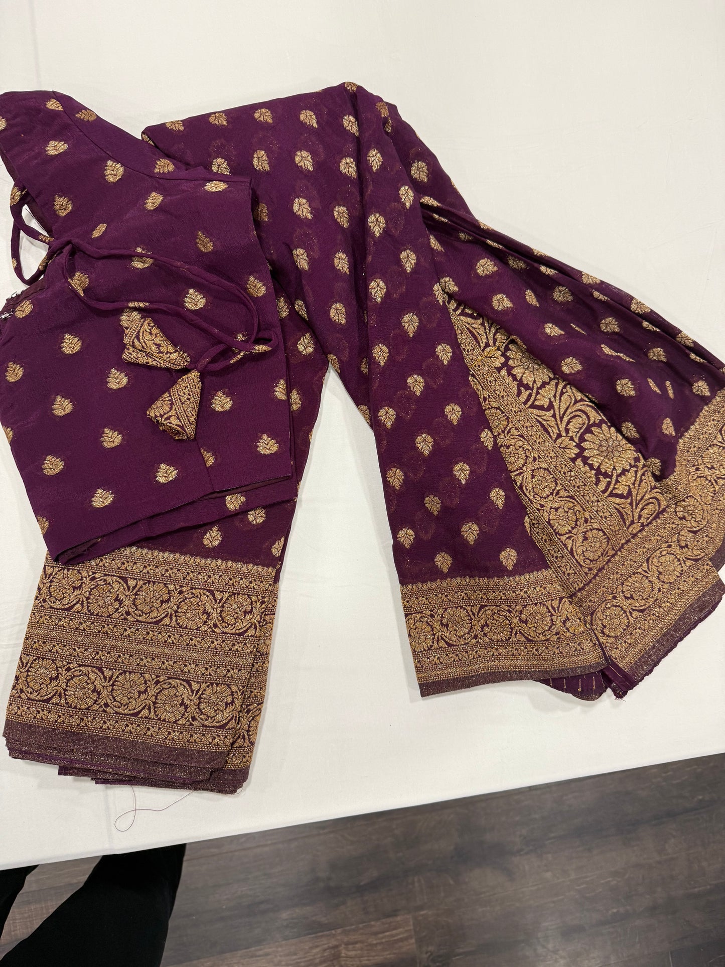 Pure georgette silk saree in purple