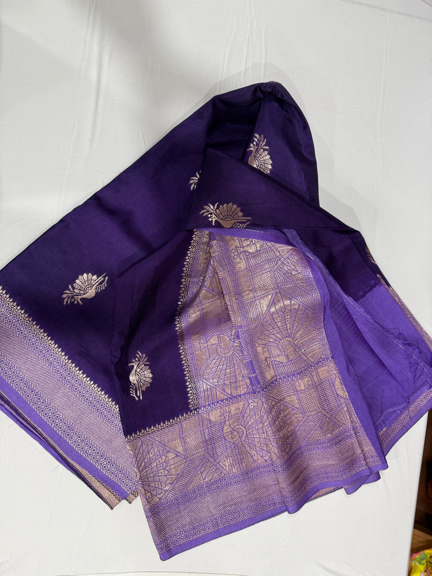 Sold out - Russian silk saree in purple with lavender zari pallu