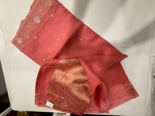 Kota silk saree in pastel orange