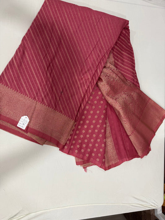 Georgette linen saree in onion pink