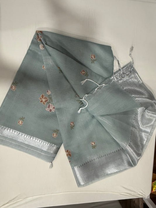 Kota linen saree in pastel green