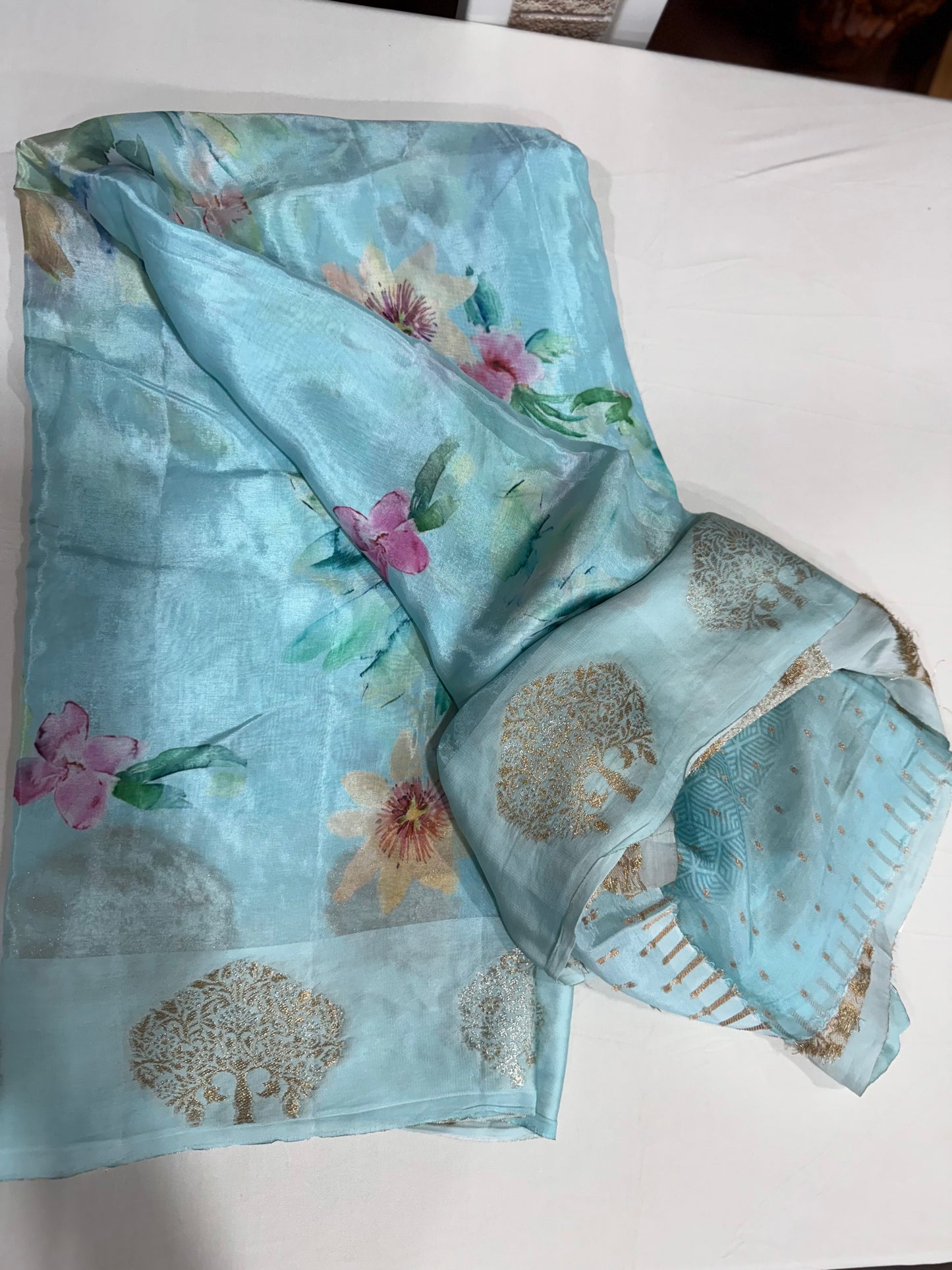HO silk saree in Mint green