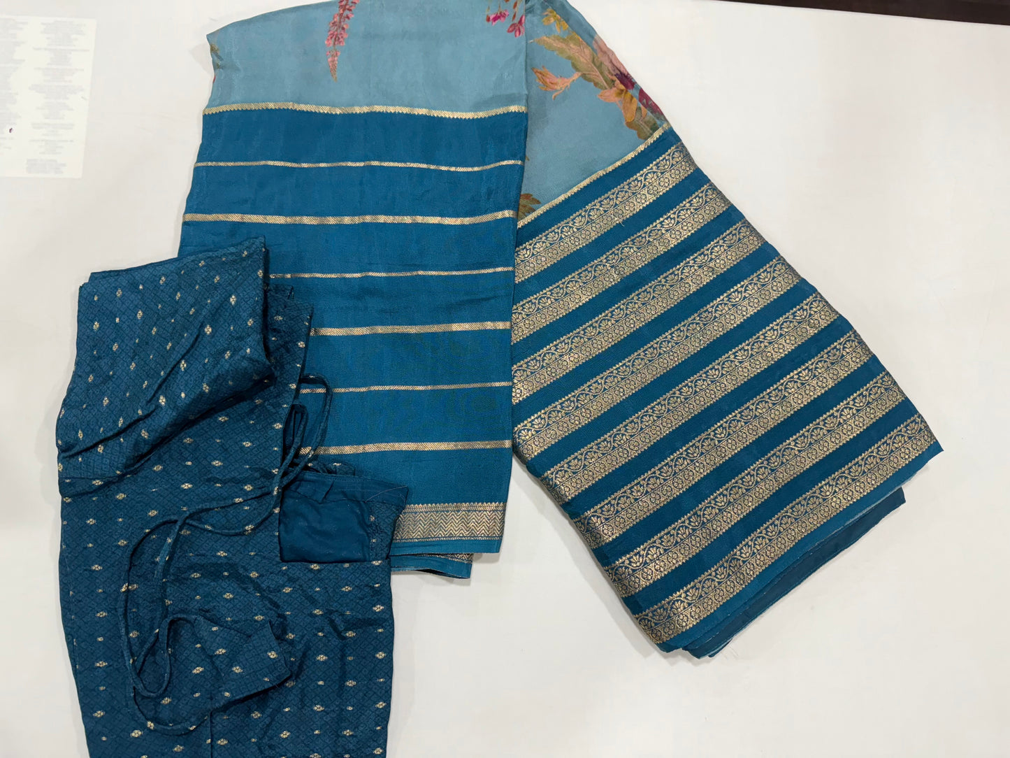 HO silk kalamkari saree in light blue
