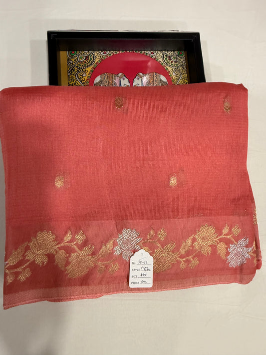 Kota silk saree in pastel orange