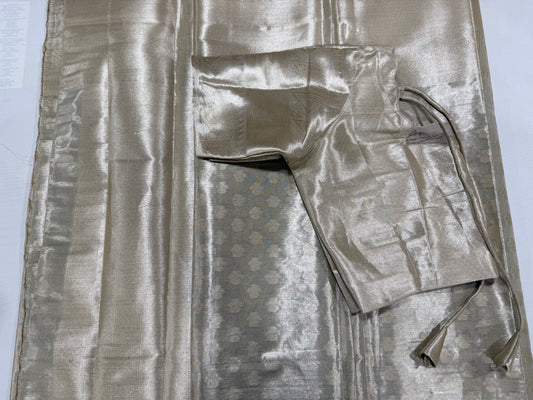 Tissue silk saree in half white