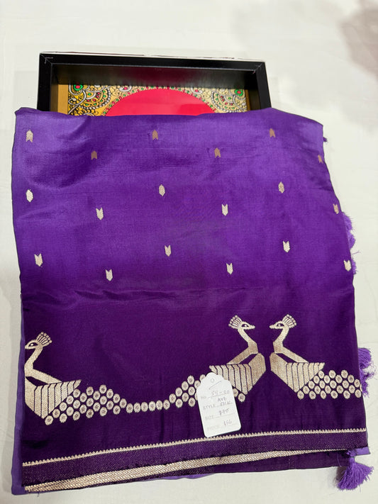 Art silk saree lavender and purple