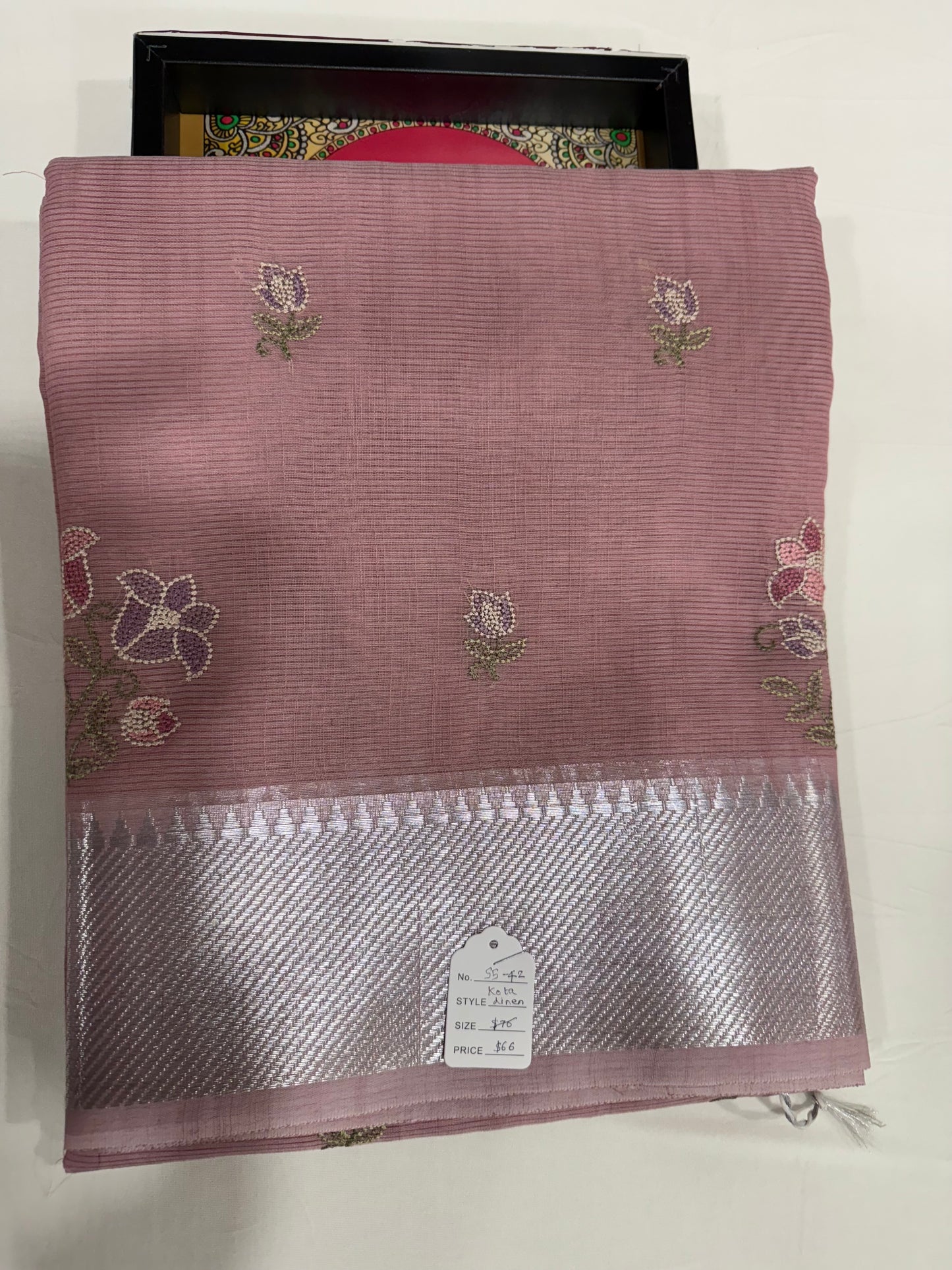 Kota linen saree in pastel pink