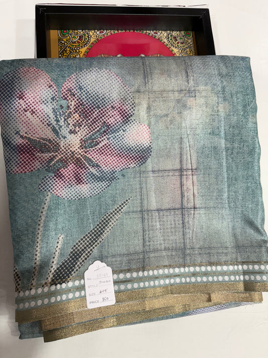 Fancy chanderi silk saree in mint green