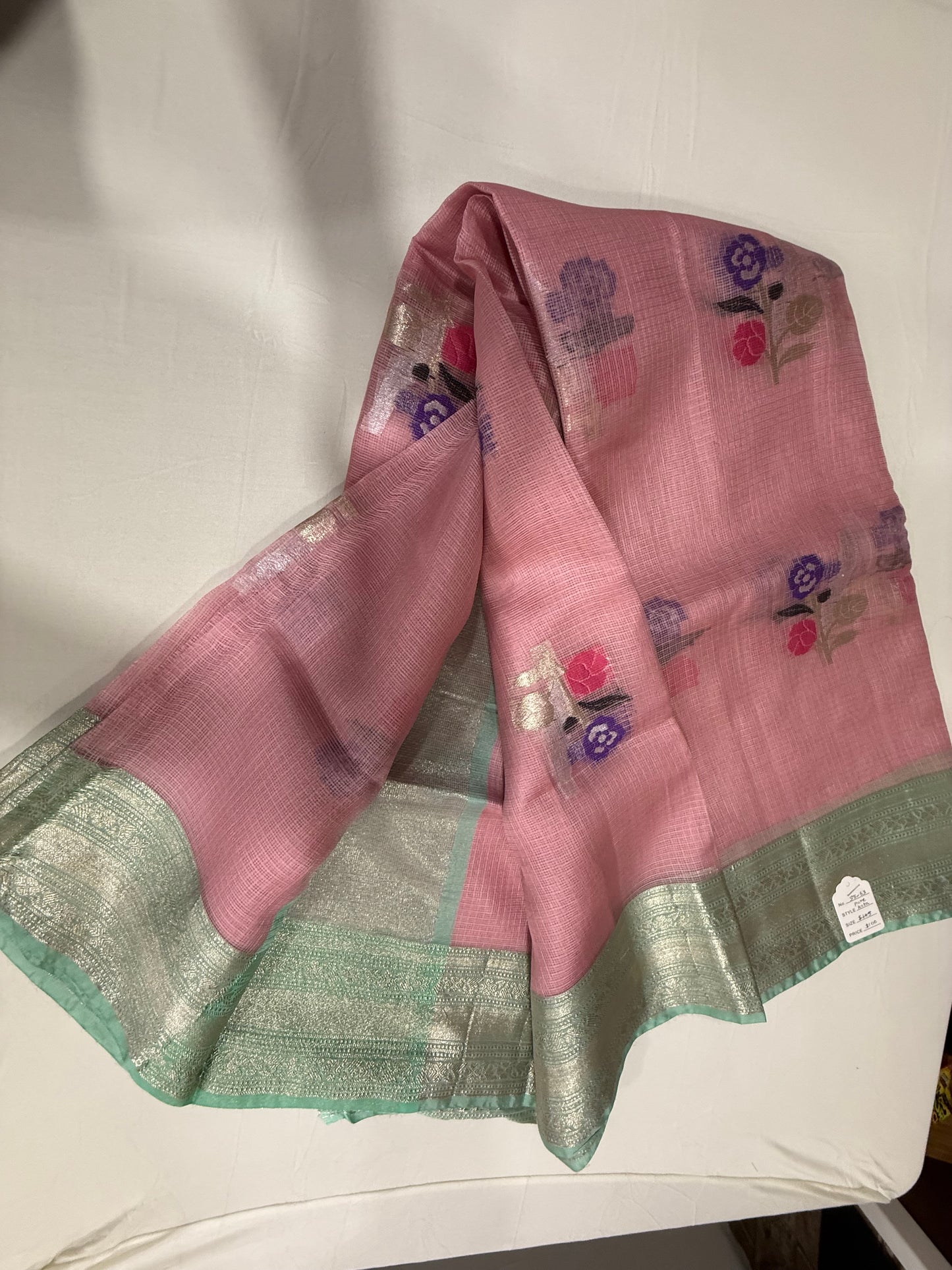 Kota silk saree in pastel pink