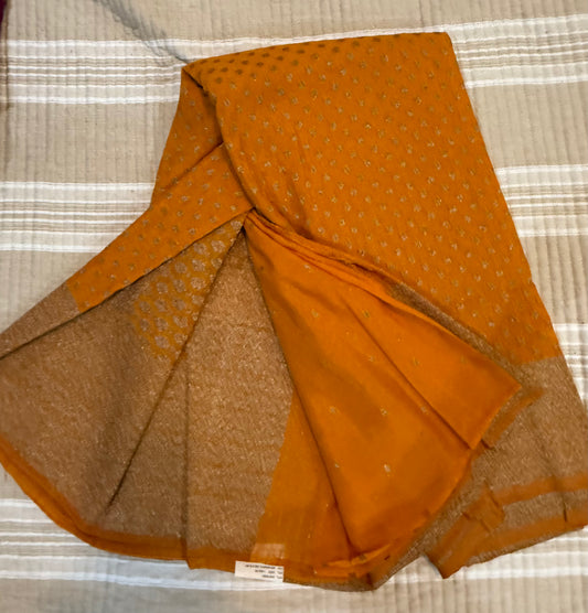 Pure georgette silk saree in yellow