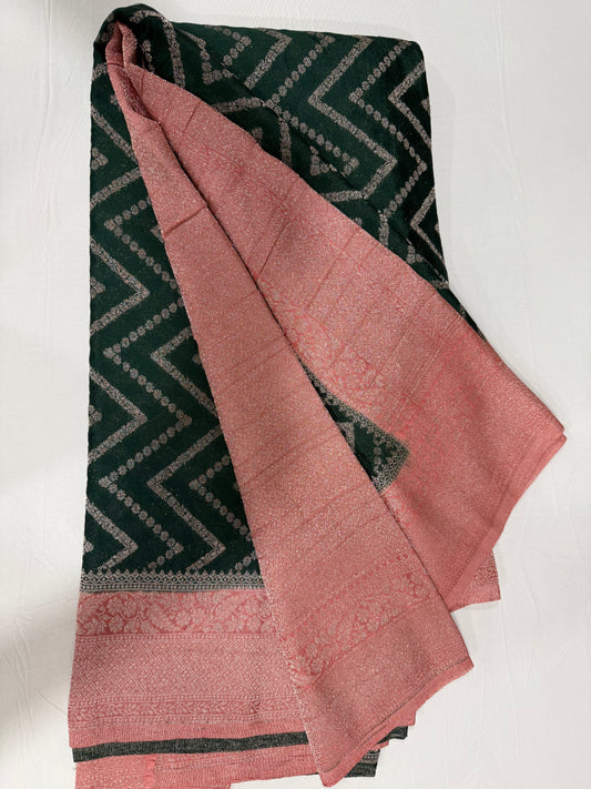 Pure georgette silk saree in green and pink