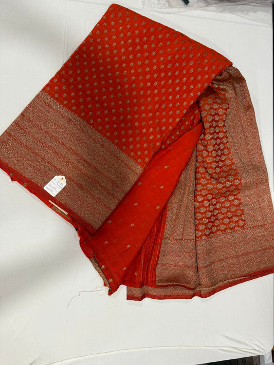 Pure georgette silk saree in orange