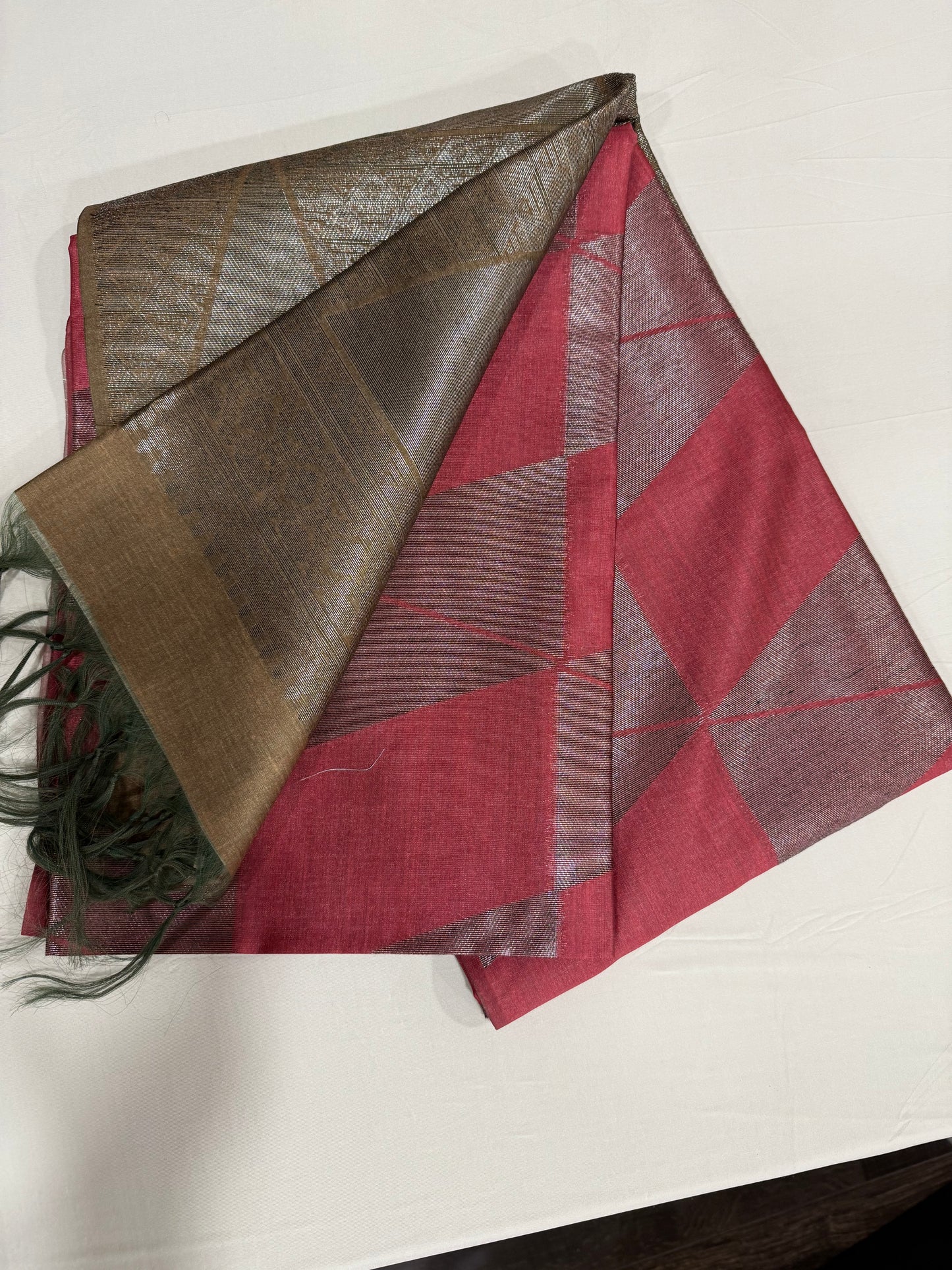 Tusser silk saree in rusty pink