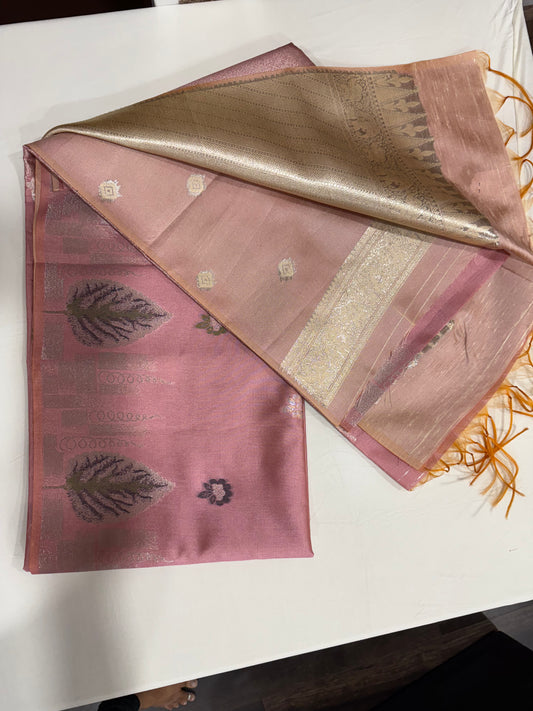 Sold out - Tusser silk saree in pink