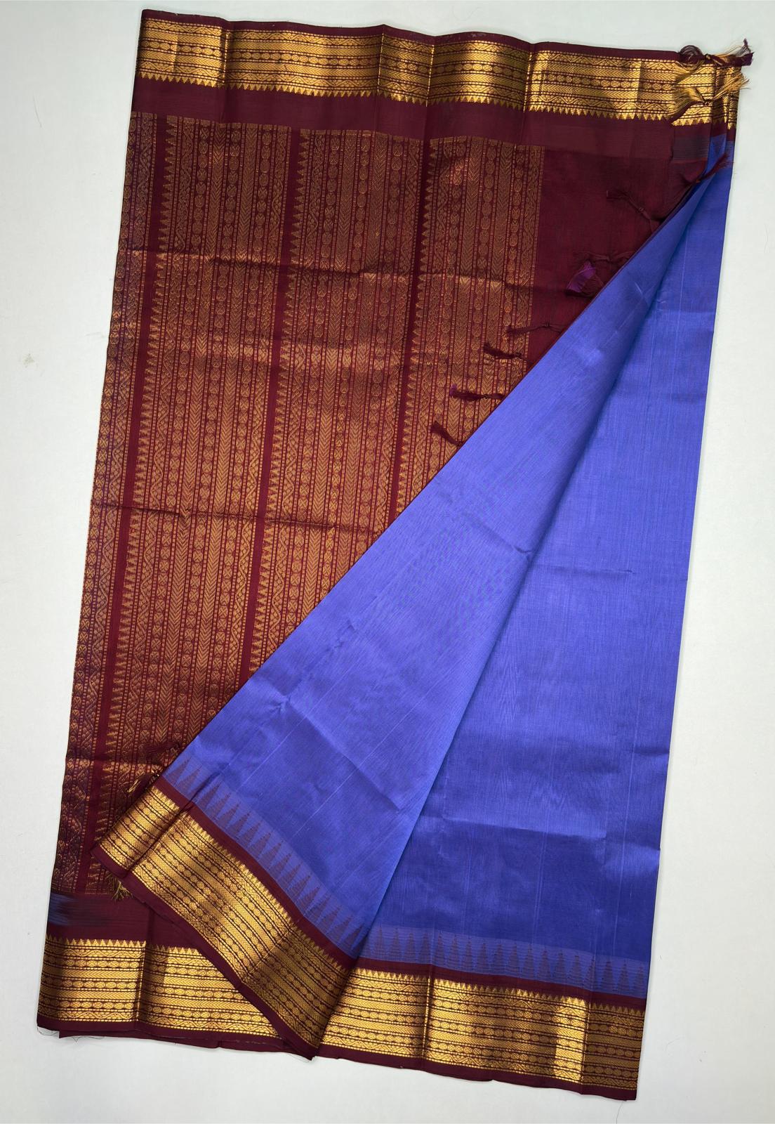 Purple with Maroon border Silk Cotton Saree (Copy)