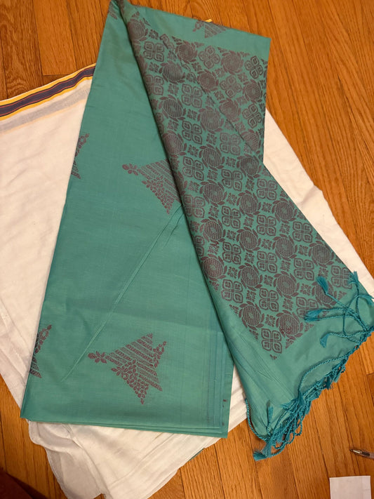 Soft silk saree in mint green