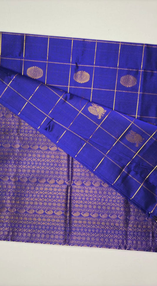 Silk cotton saree in Royal Blue