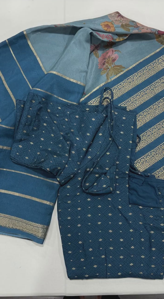 HO silk kalamkari saree in light blue