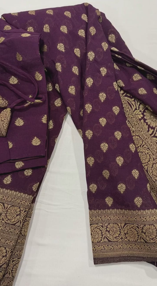 Pure georgette silk saree in purple