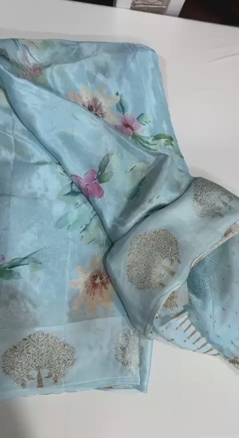 HO silk saree in Mint green